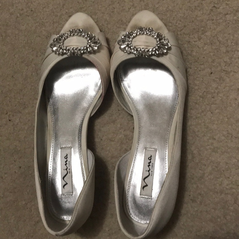 Nina wedding 1” wedges, worn once